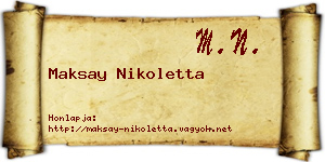 Maksay Nikoletta névjegykártya